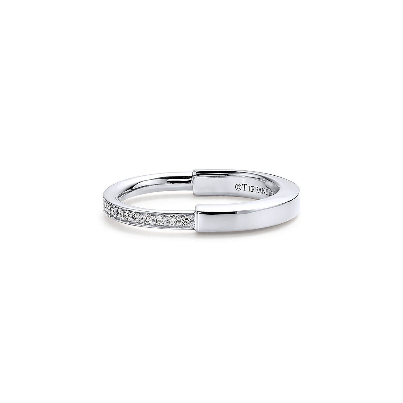 18K T Lock Diamonds White Gold Ring