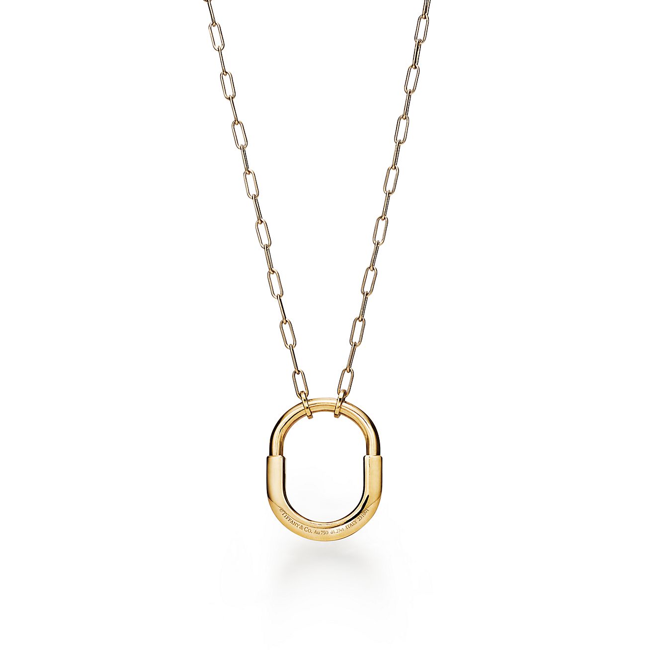 18K T Lock Pendant Pavé Diamonds Necklace