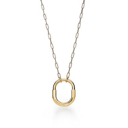 18K T Lock Pendant Pavé Diamonds Necklace
