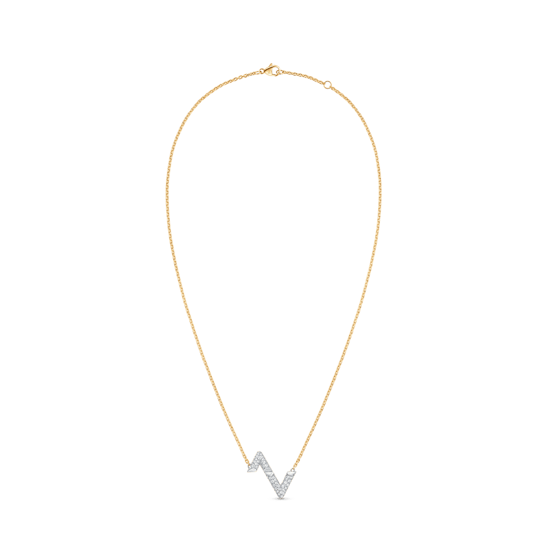 18K Louis Volt Upside Down Pendant Necklace