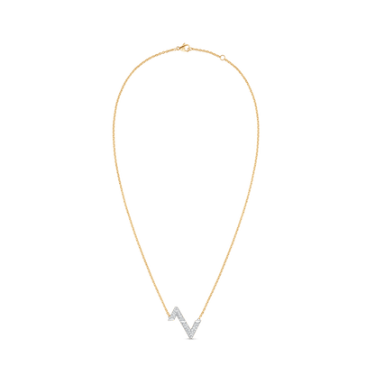 18K Louis Volt Upside Down Pendant Necklace