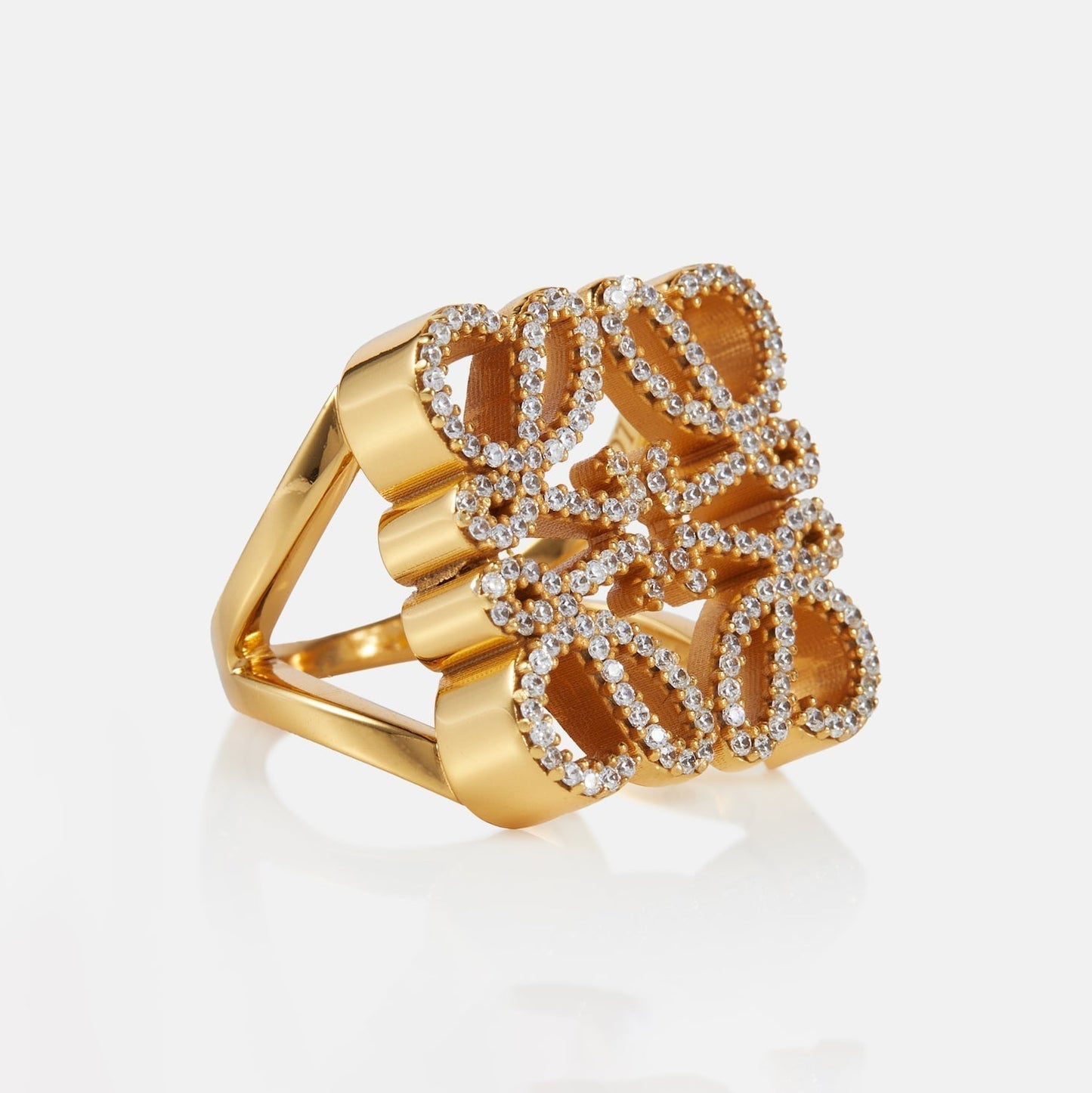 18K Anagram Crystals Ring