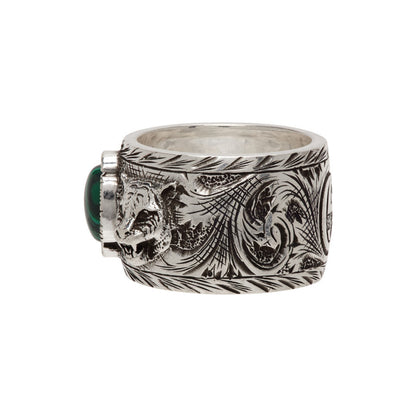 Bague verte de jardin félin Double G