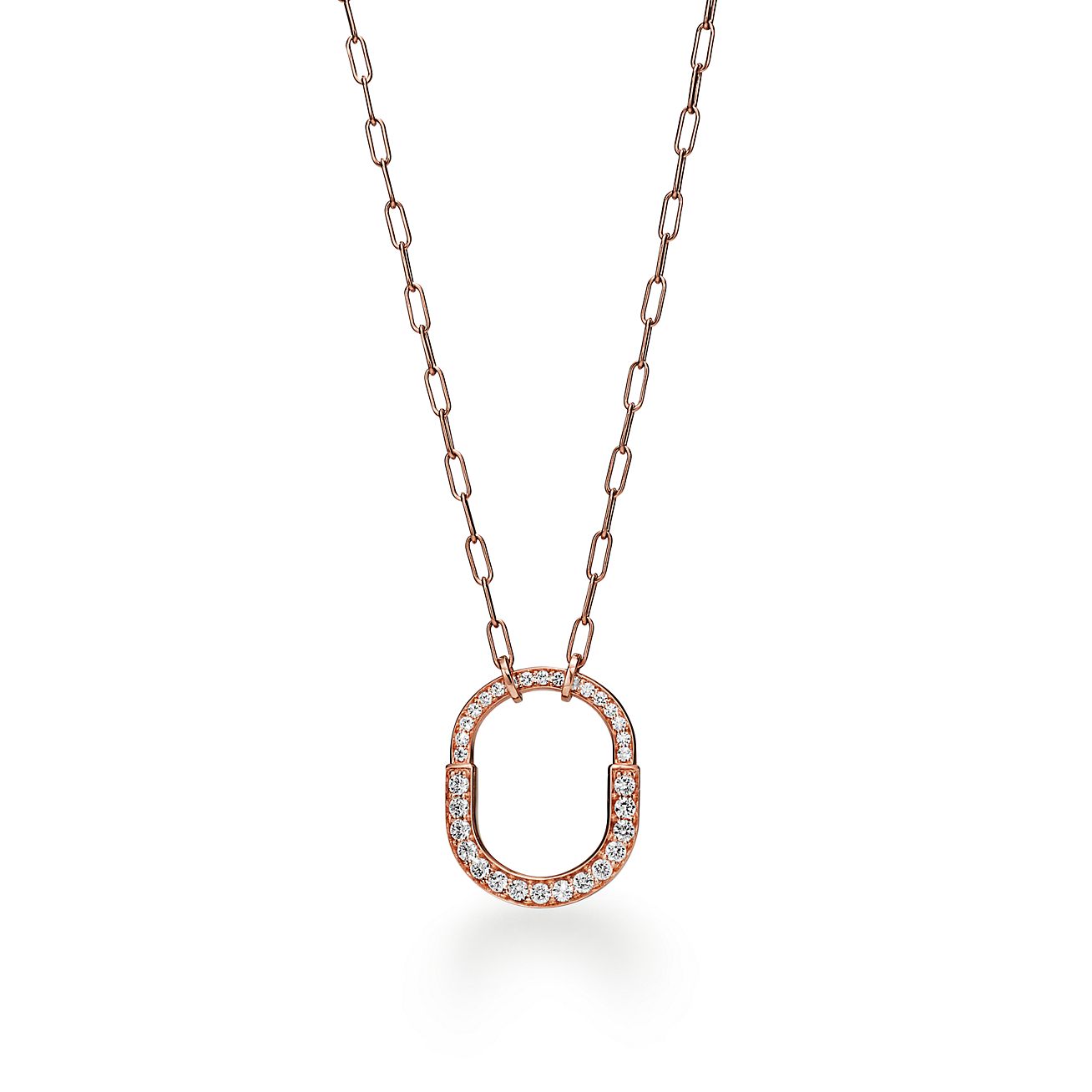 18K T Lock Pendant Pavé Diamonds Necklace