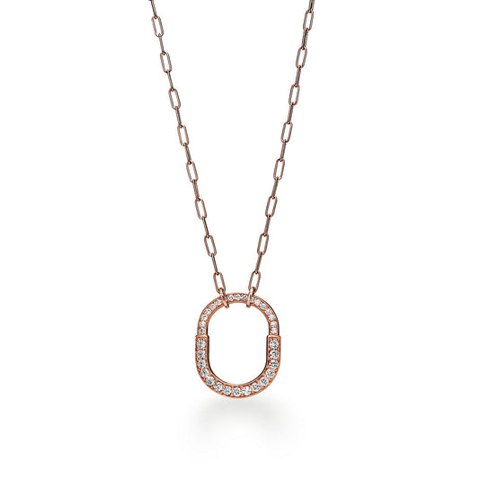 18K T Lock Pendant Pavé Diamonds Necklace