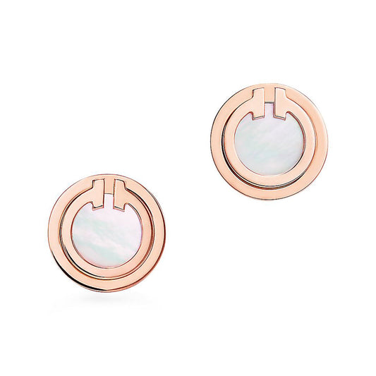 Boucles d'oreilles cercle en nacre 18 carats T