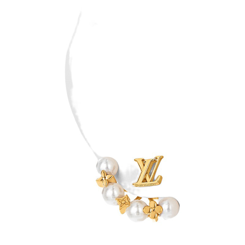 Boucles D'oreilles Perles Monogramme Louis 18 Carats