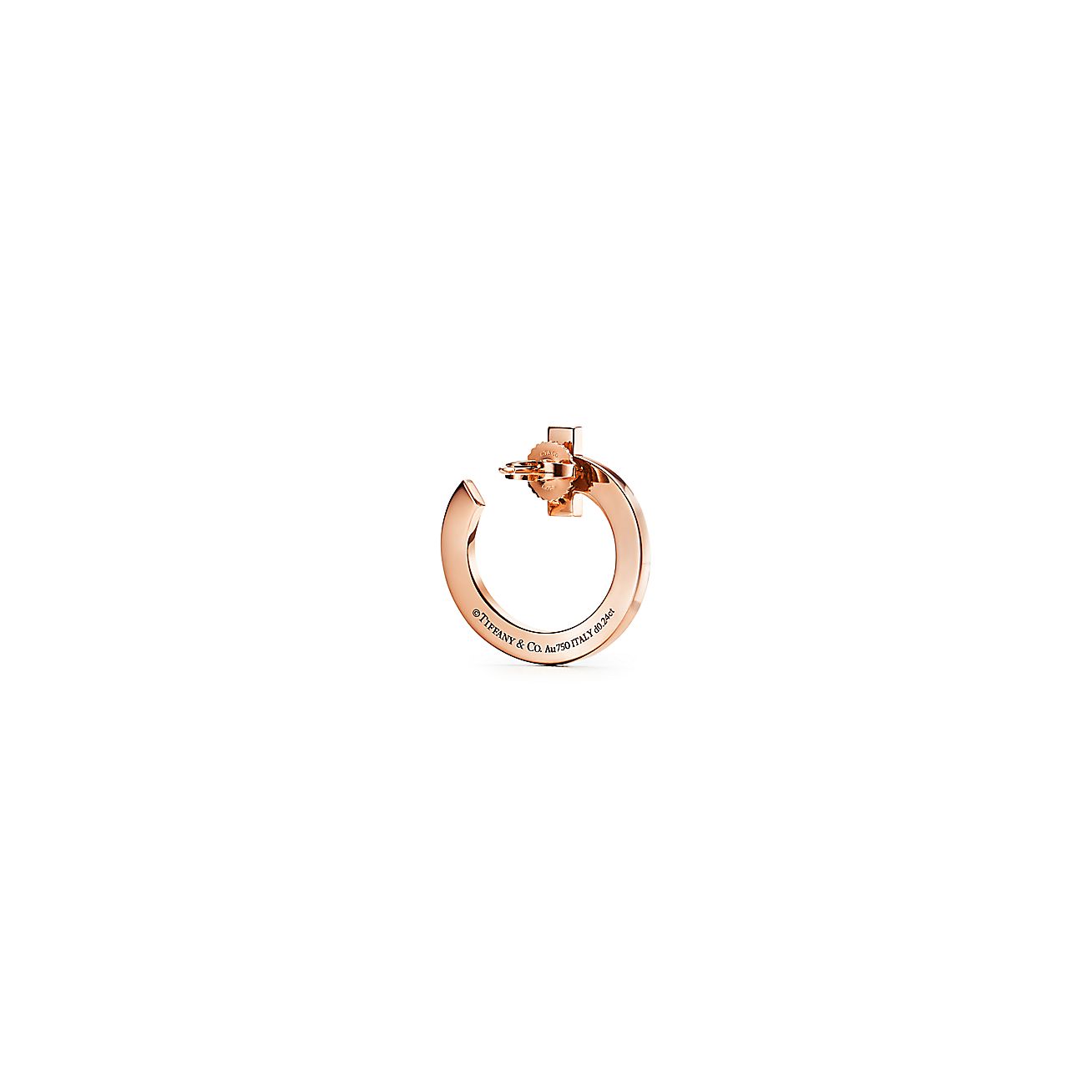 18K T T1 Open Hoop Rose Gold Earrings