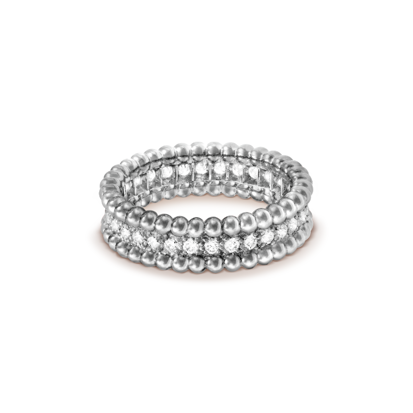 Bague Perlée Diamants En Or Blanc 18 Carats