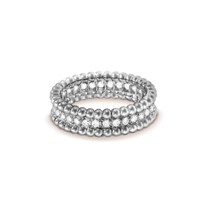 Bague Perlée Diamants En Or Blanc 18 Carats