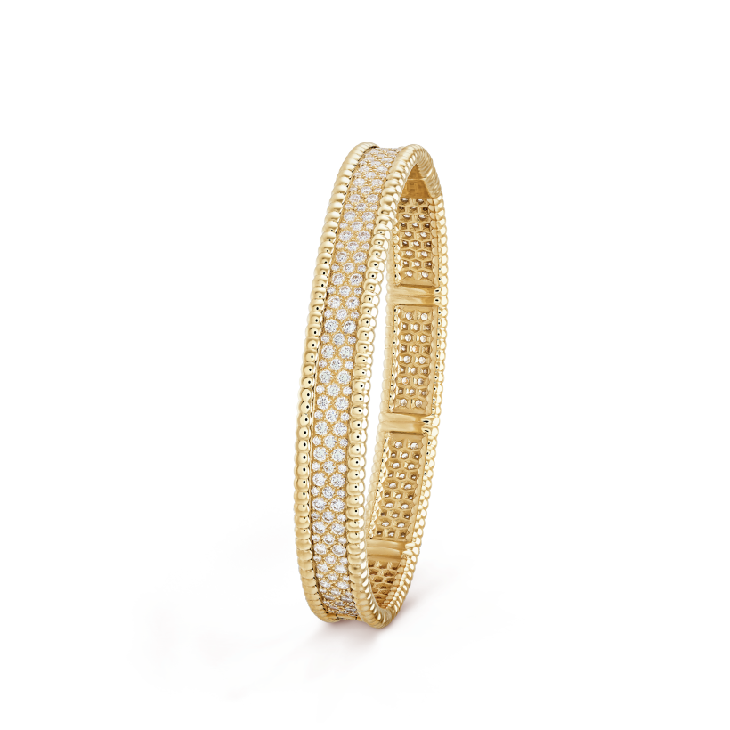 18K Van Cleef & Arpels Perlée Diamonds Three Rows Bracelet