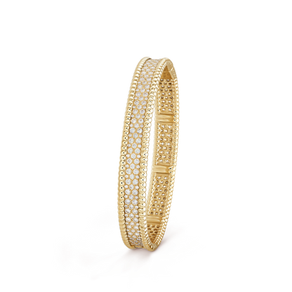 18K Van Cleef & Arpels Perlée Diamonds Three Rows Bracelet