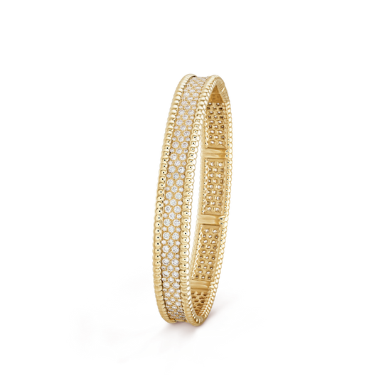 18K Van Cleef & Arpels Perlée Diamonds Three Rows Bracelet