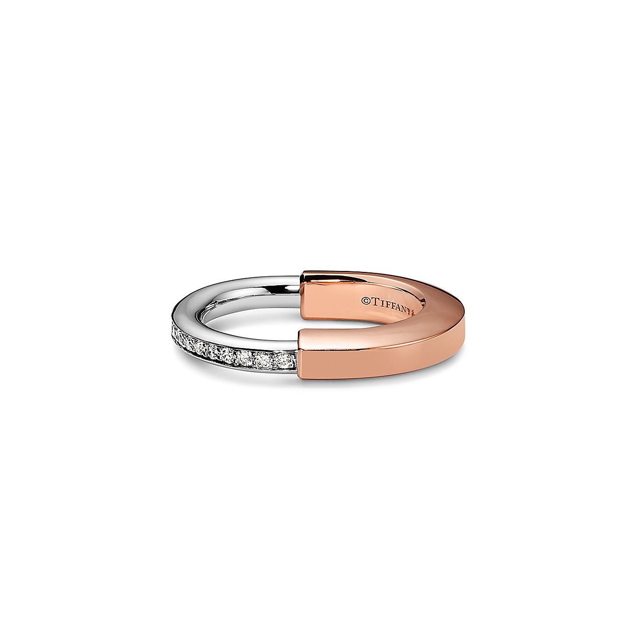 18K T Lock Diamond Rose Gold Ring