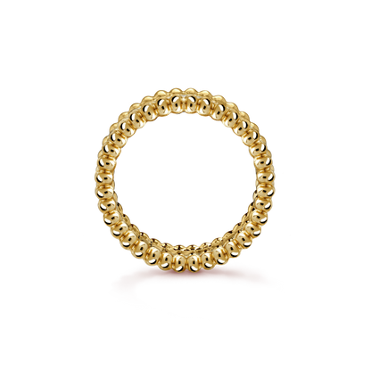 18K Yellow Gold Perlée Diamonds Ring