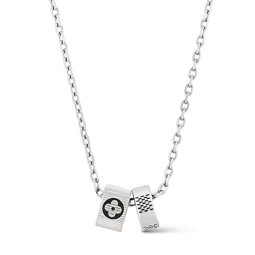 18K Louis Damier Rings Pendant Necklace