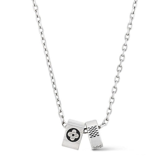 18K Louis Damier Rings Pendant Necklace