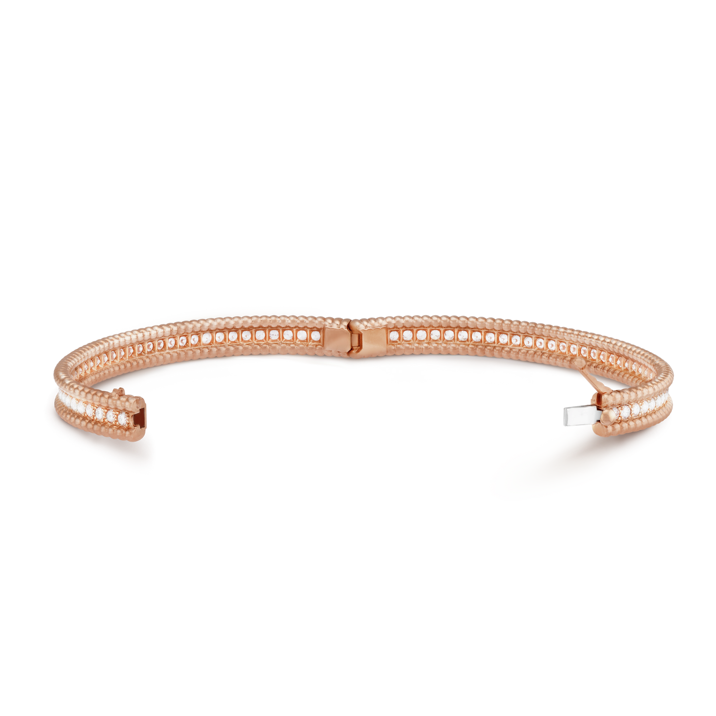 18K Rose Gold Perlée Diamonds One Row Bracelet