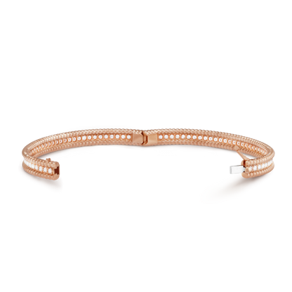 18K Rose Gold Perlée Diamonds One Row Bracelet