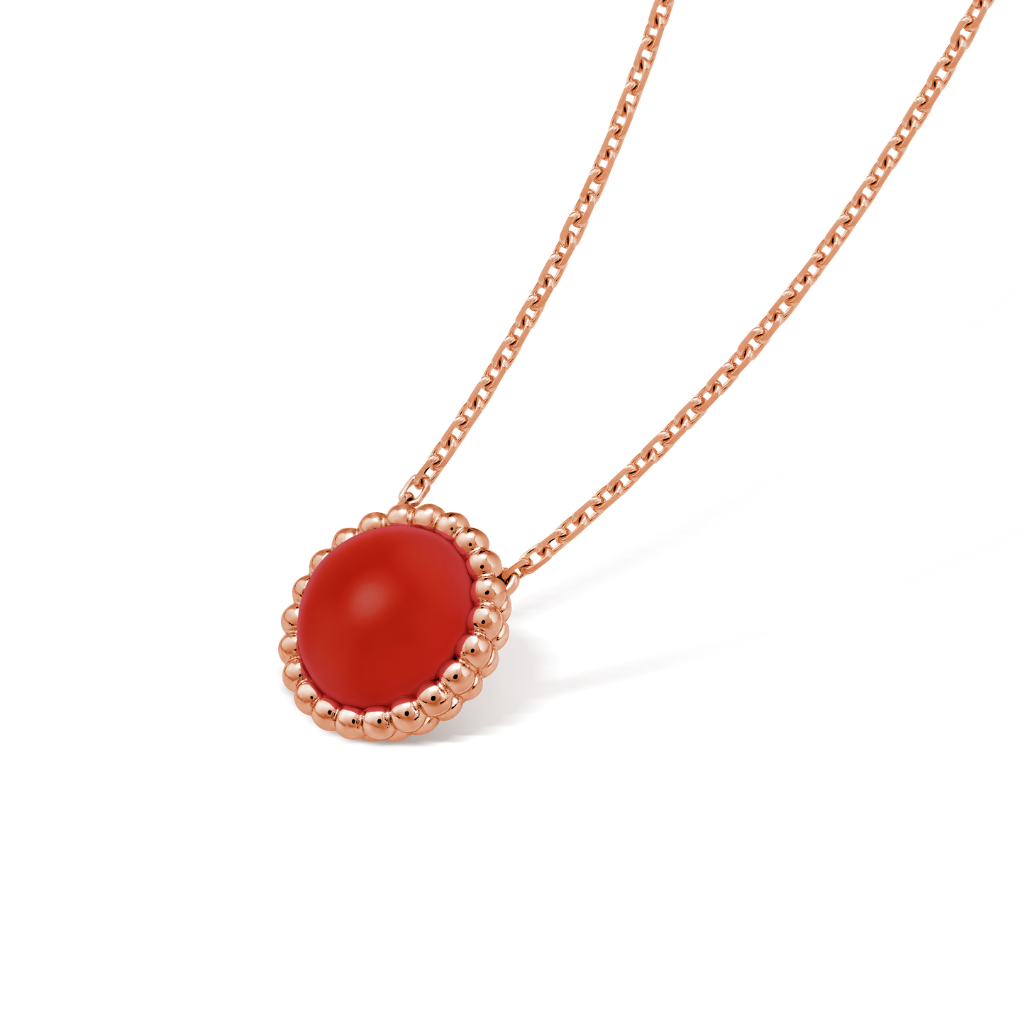 18K Perlée couleurs Carnelian Necklace