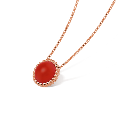 18K Perlée couleurs Carnelian Necklace