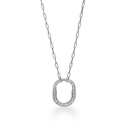 Collier avec pendentif T Lock en 18 carats et diamants pavés