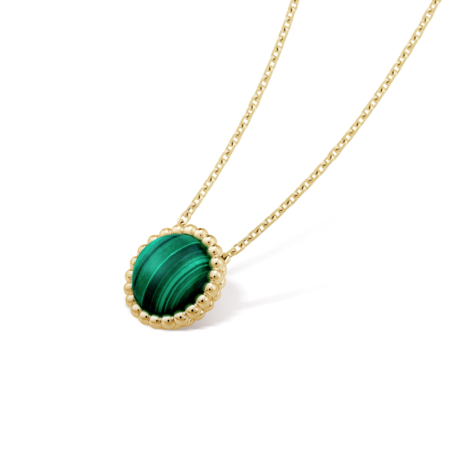 18K Perlée couleurs Malachite Necklace