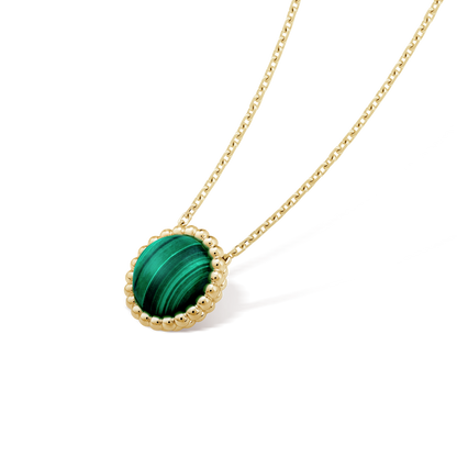 18K Perlée couleurs Malachite Necklace