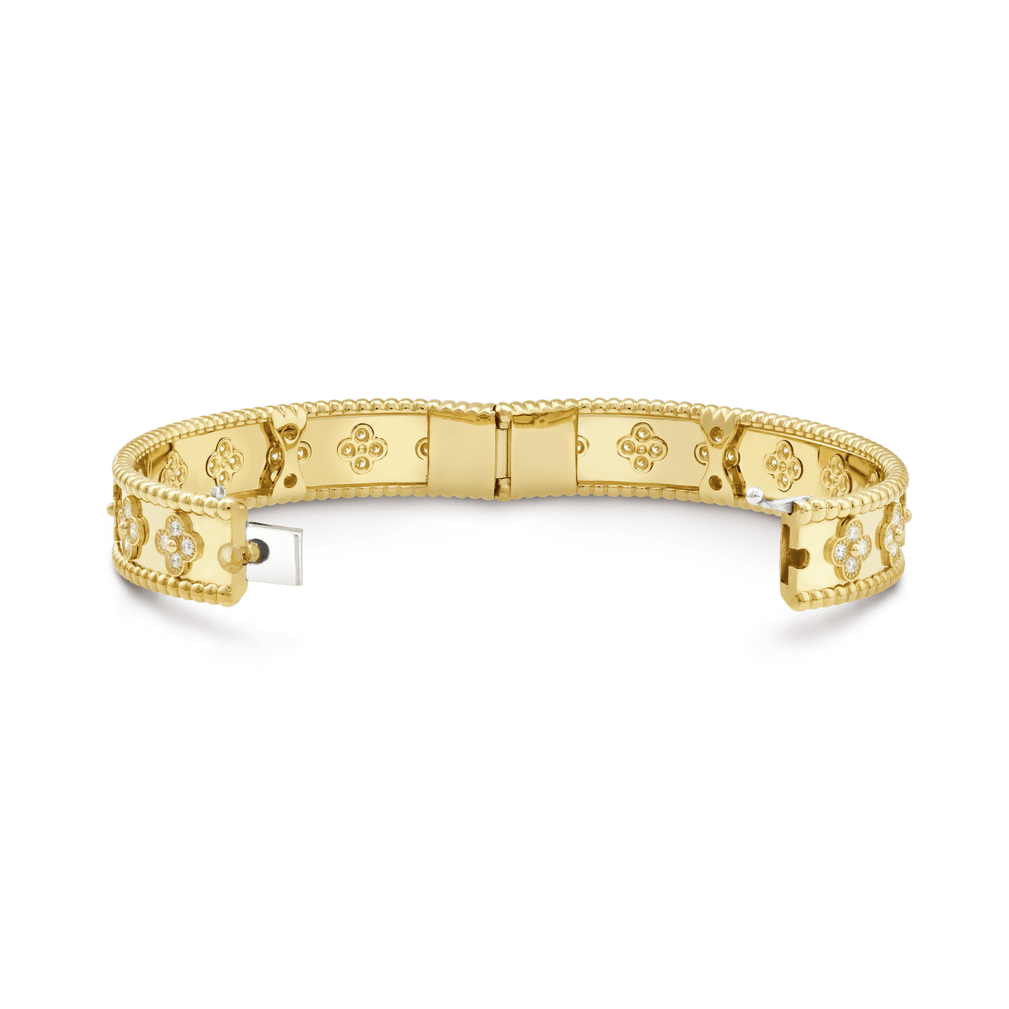 18K Yellow Gold Perlée Clovers Bracelet