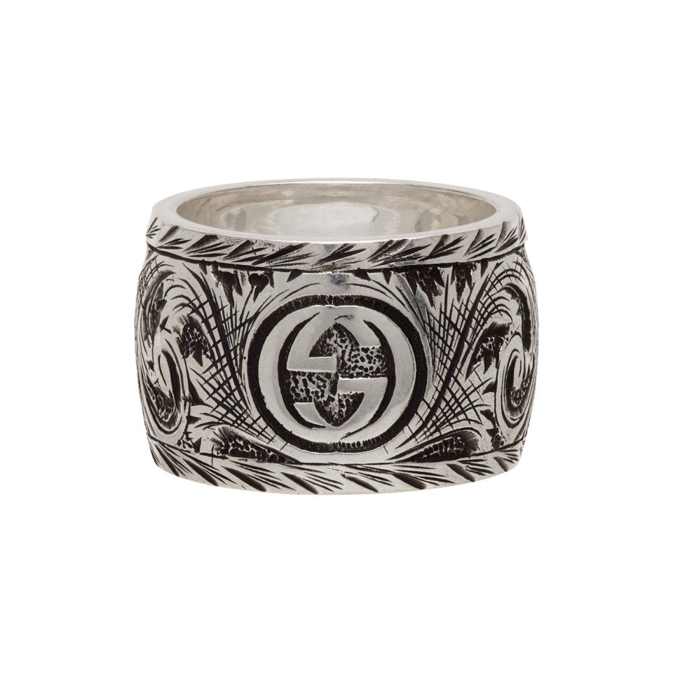 Bague verte de jardin félin Double G