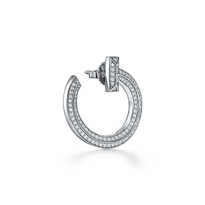 18K T T1 Open Hoop White Gold Earrings