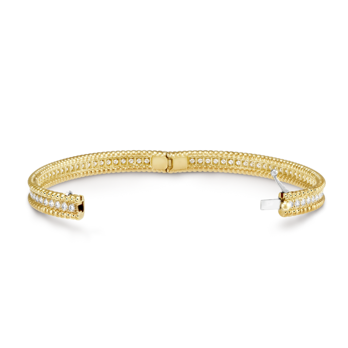 18K Yellow Gold Perlée Diamonds One Row Bracelet