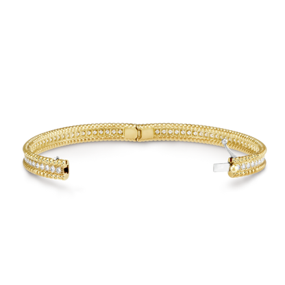 18K Yellow Gold Perlée Diamonds One Row Bracelet