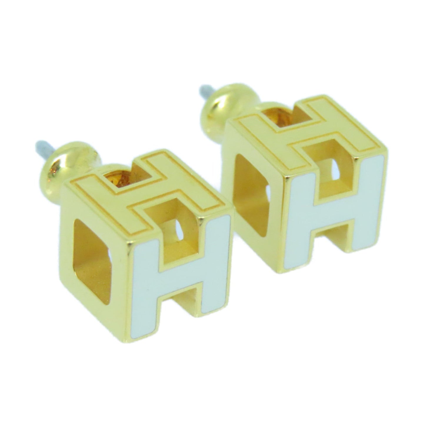 18K Cage D'H White H Earrings