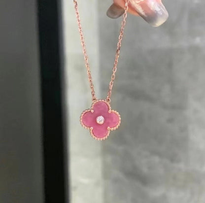 18K Pink Diamond Clover Necklace