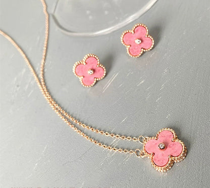 18K Pink Diamond Clover Necklace