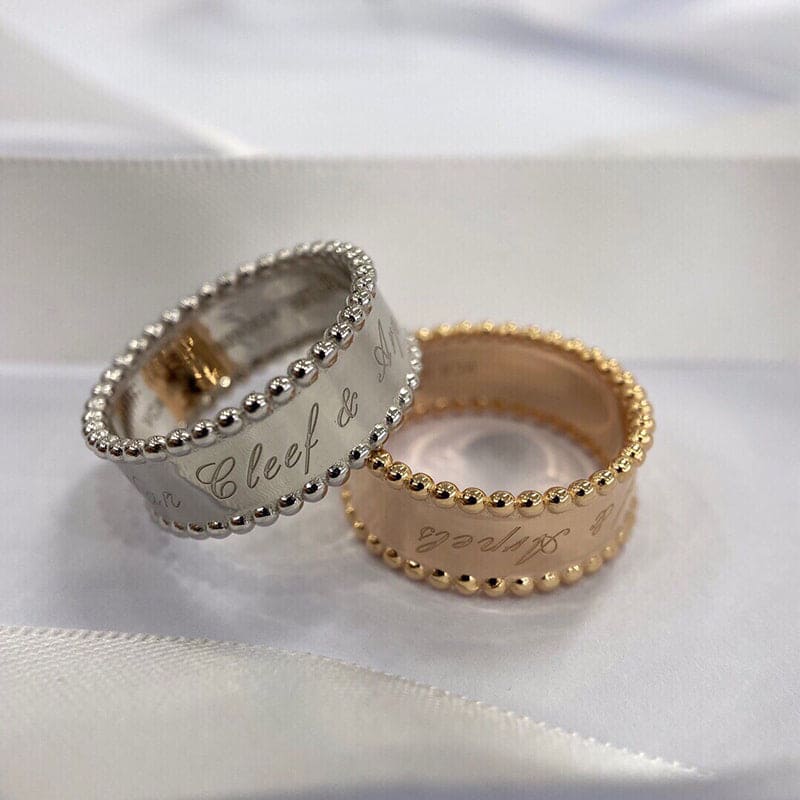 18K White Gold Perlée Signature Ring