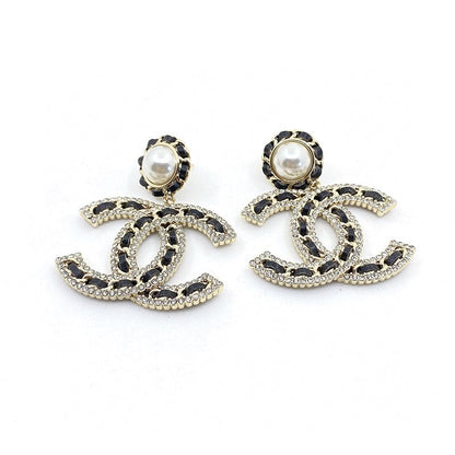 18K CC Pearl Drop Earrings