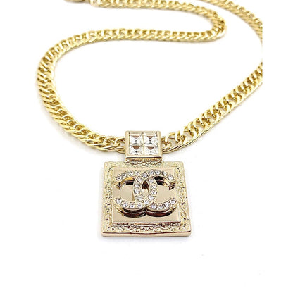 18K CC Metal & Diamantés Pendant Necklace