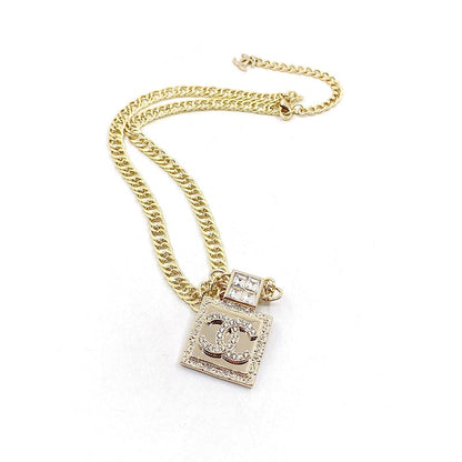 18K CC Metal & Diamantés Pendant Necklace