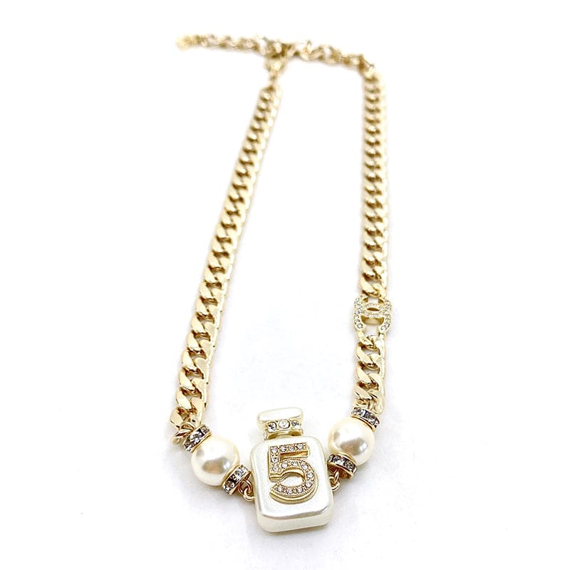 18K CC No. 5 Perfume Bottle Pendant Necklace