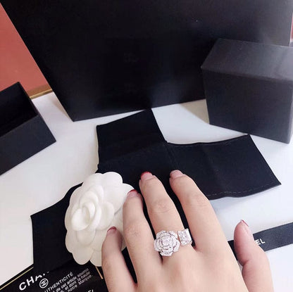 18K CC Diamond Camelia Ring