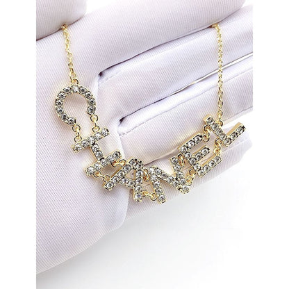 18K CC Crystal 90's Icon Logo Necklace