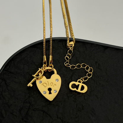 18K CD Heart Key Pendant Necklace