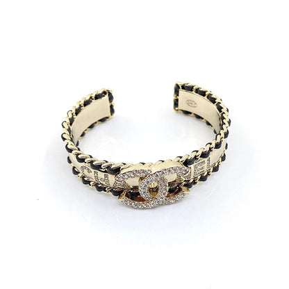 18K CC Black & Crystal Cuff Bracelet