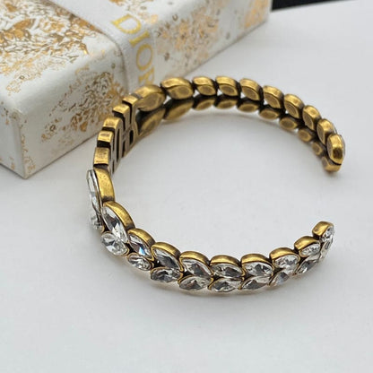 Bracelet manchette en cristal vintage CD 18K