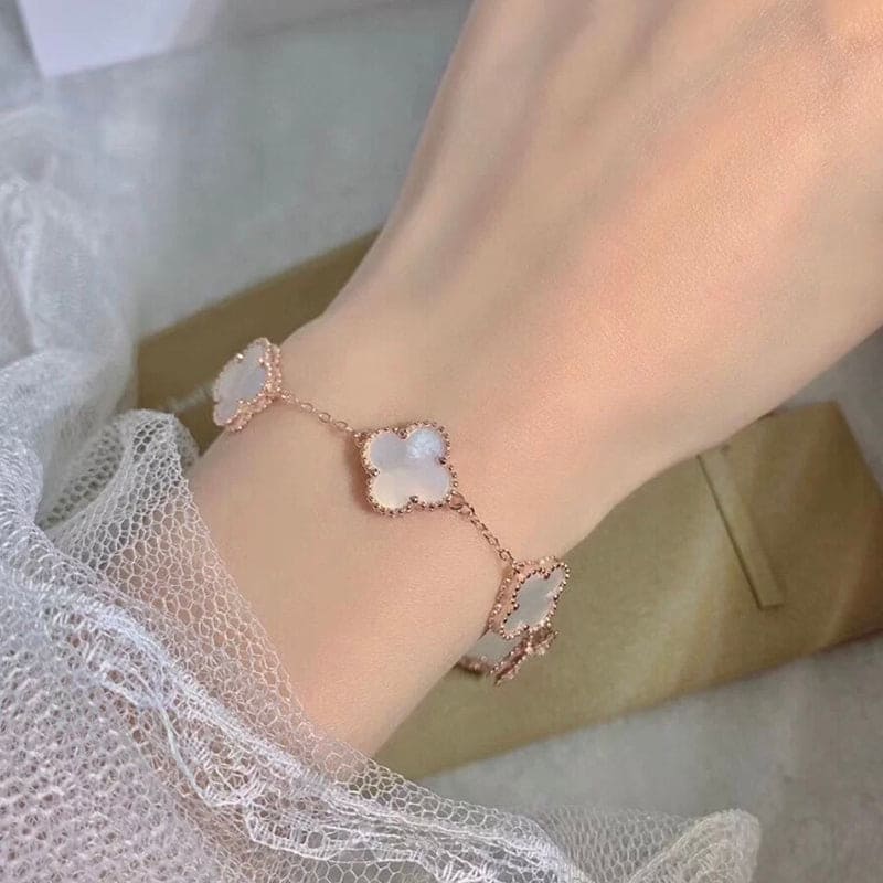 18K Vintage Alhambra Five Motifs Pearl Clover Bracelet