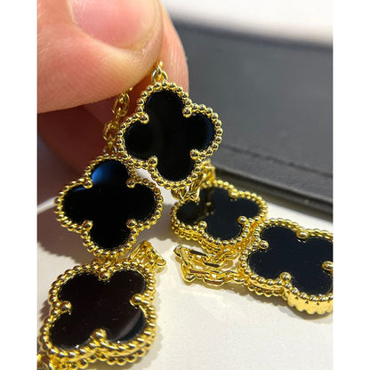 18K Vintage Alhambra Five Motifs Black Clover Bracelet