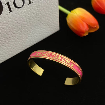 18K CD Pink Code Bangle Bracelet