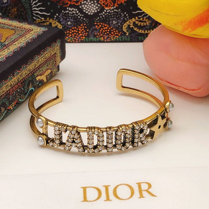 18K CD Tone Logo Star Bangle Bracelet